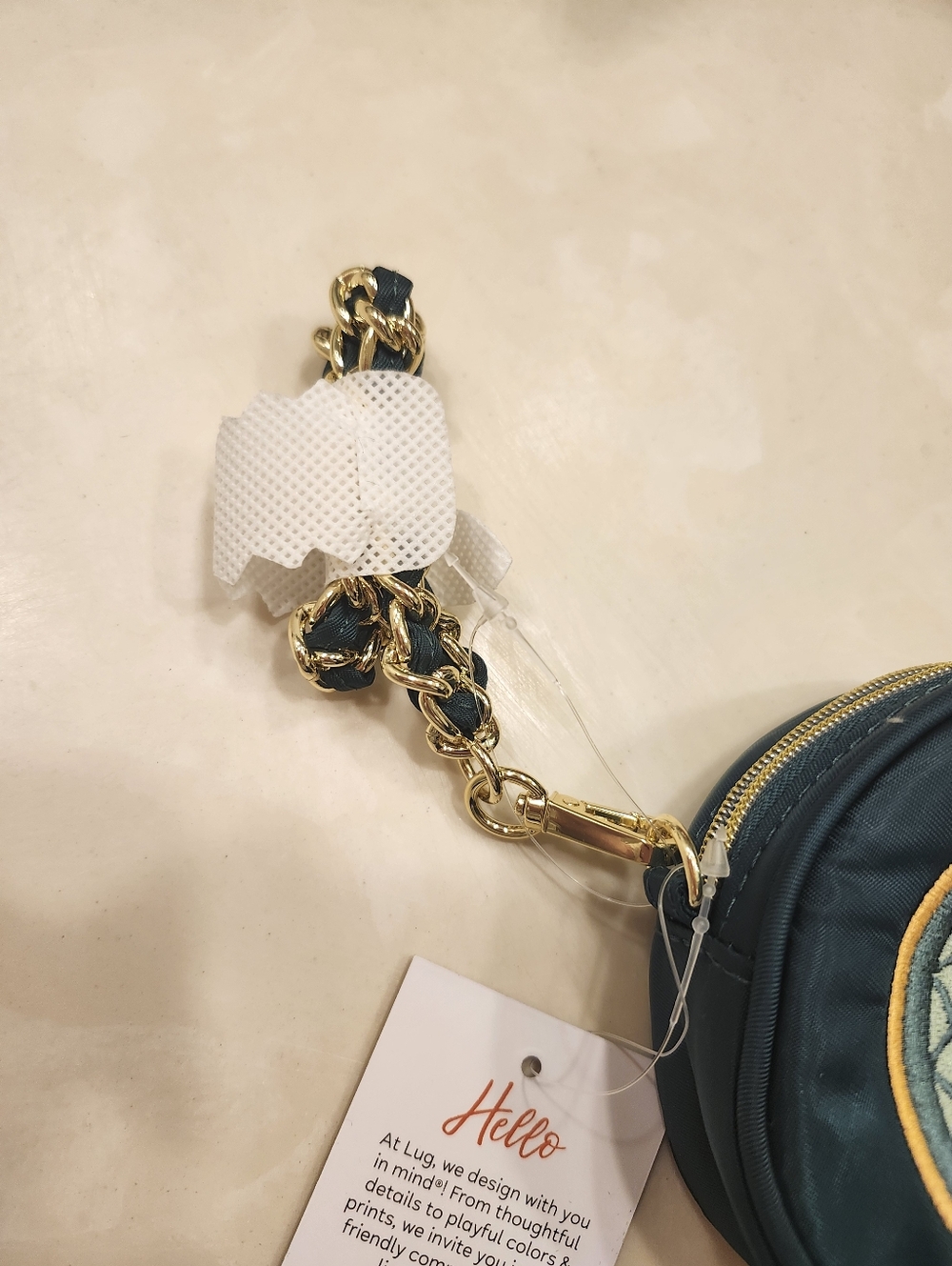 NWT Wicked x Lug Quilted Round Coin Pouch with Gold Chain In Elphaba green - Picture 2 of 5